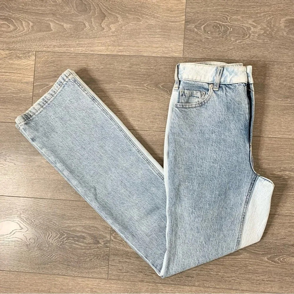 Dynamite Candice Two tone Boot cut Jeans High Rise Waist Denim Cotton Blue 25 - Picture 2 of 15